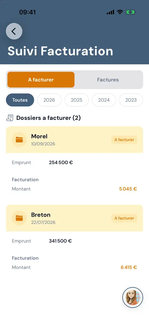 Suivi de facturation dans l'espace pro