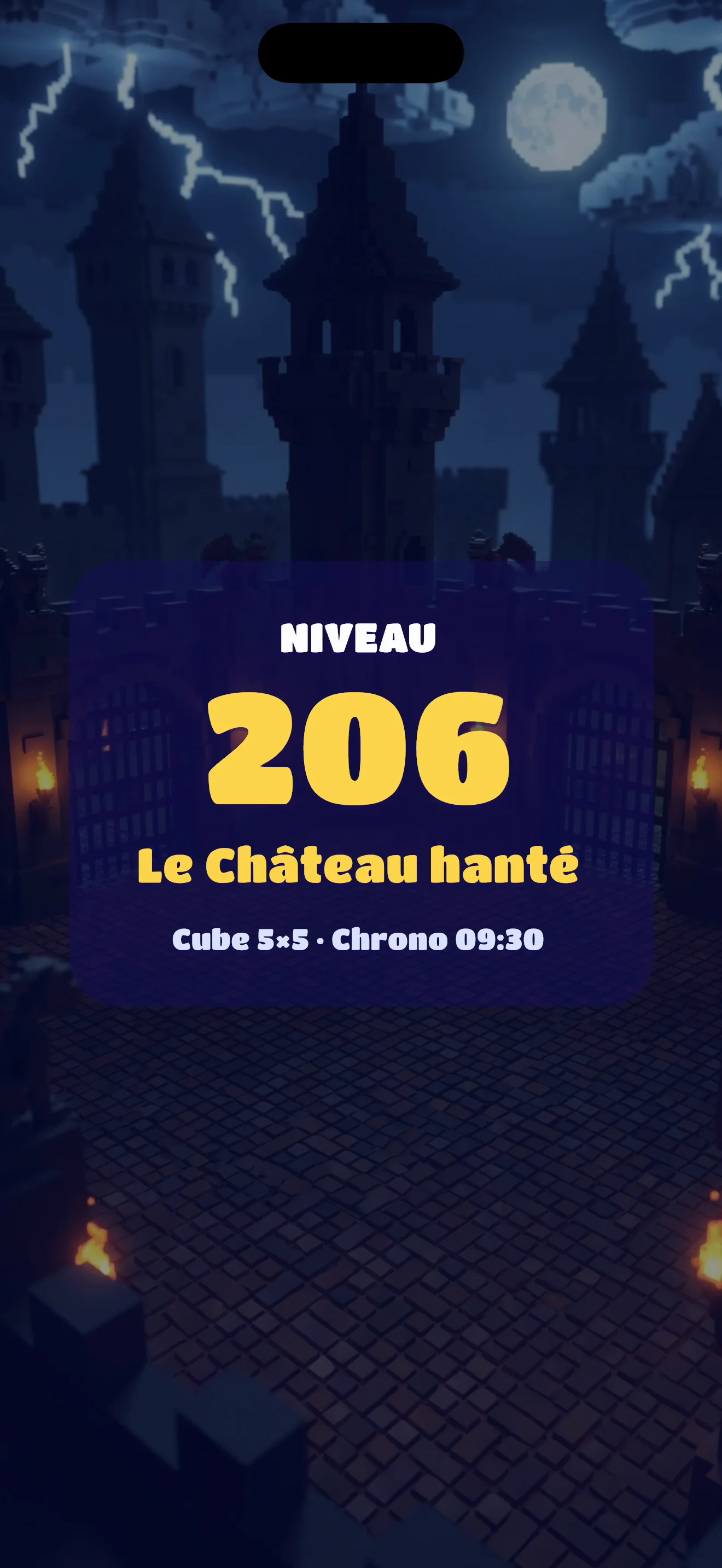 Level 206, das Spukschloss: 5×5-Würfel und Stoppuhr