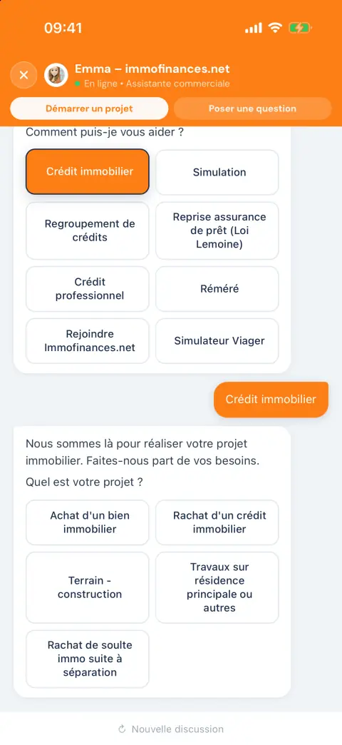 Discussion avec Emma dans l'application