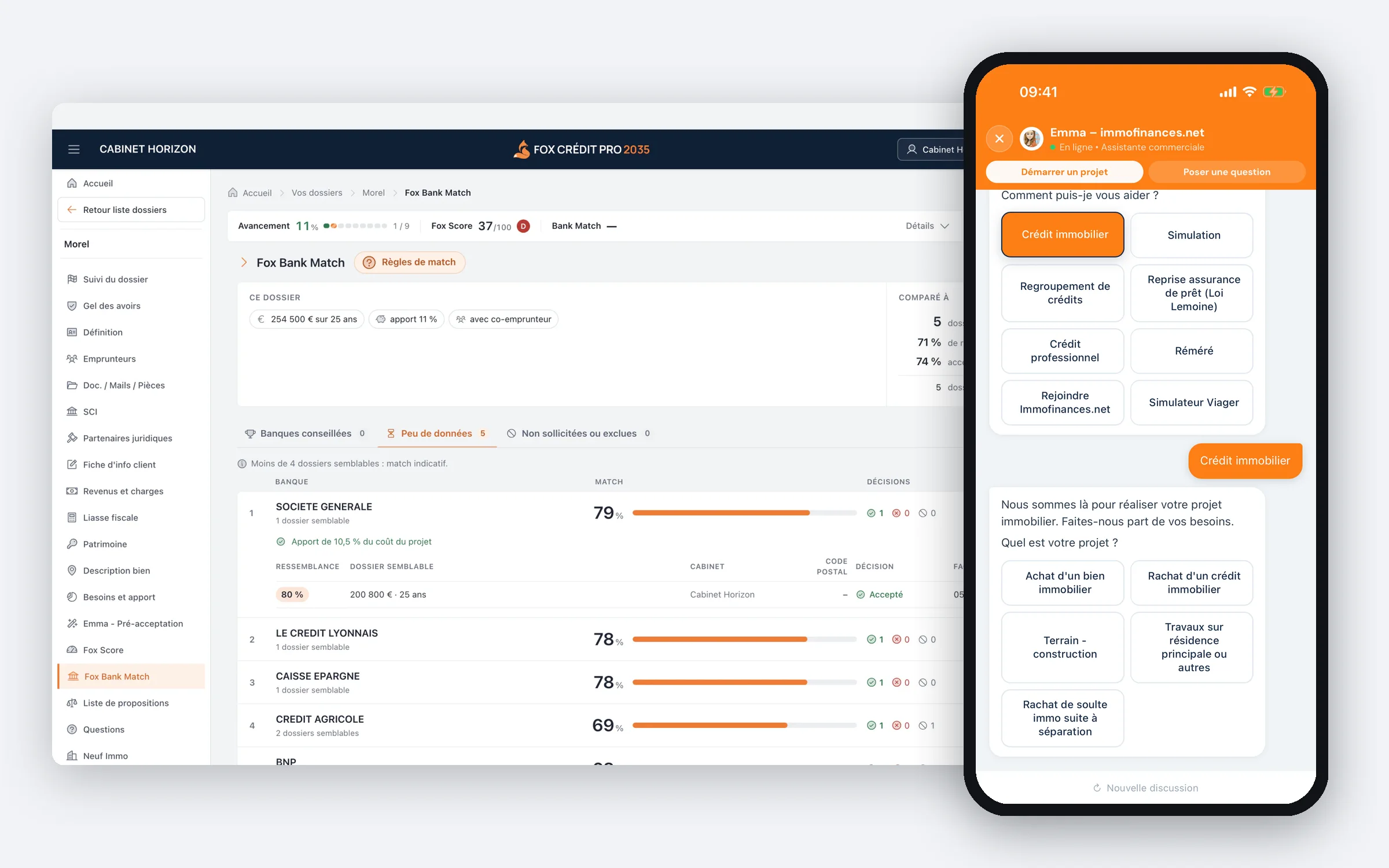 Site, back-office Fox et application mobile de immofinances.net