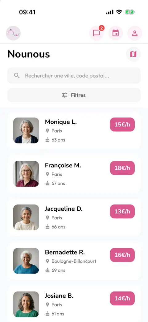 Liste des nounous retraitées à proximité