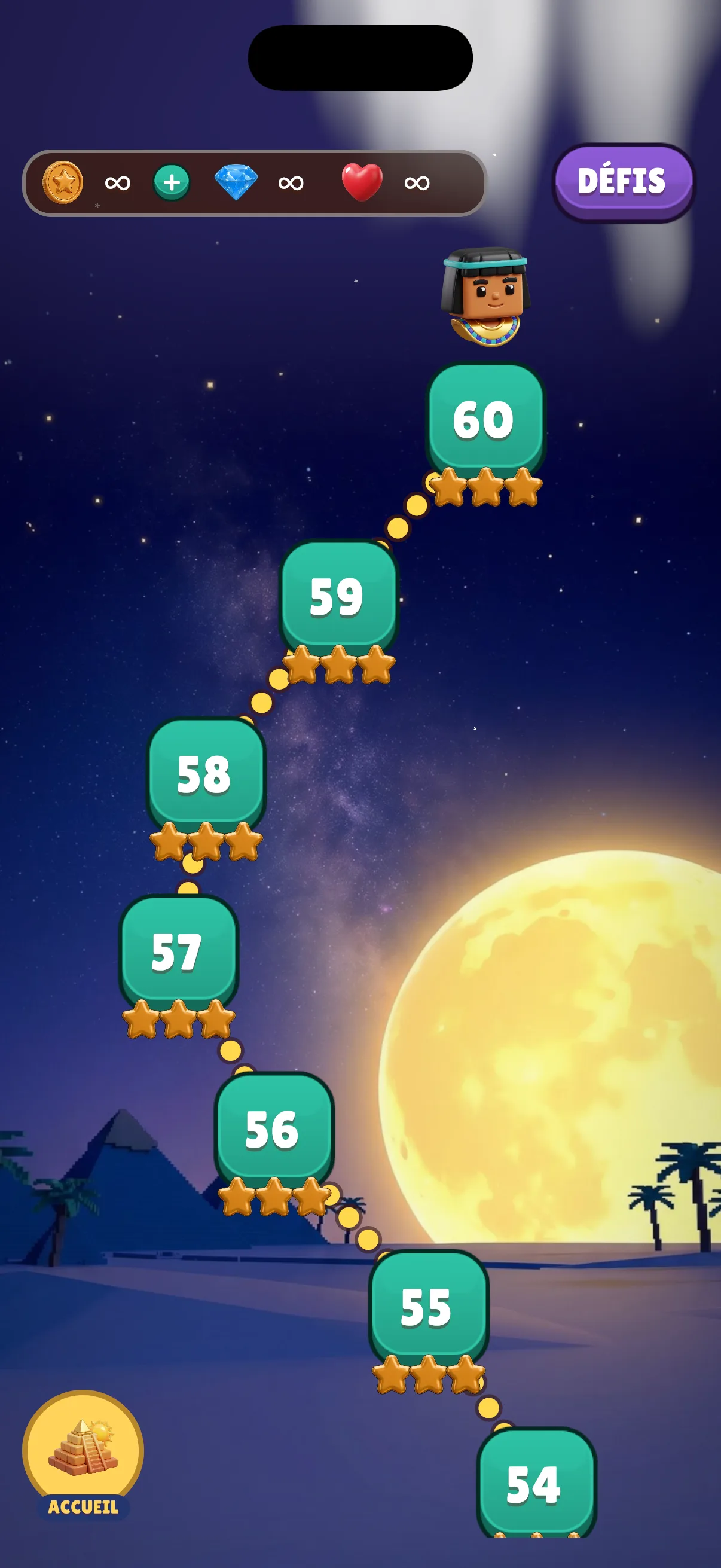 Carte des 60 défis, de Gizeh à la Lune