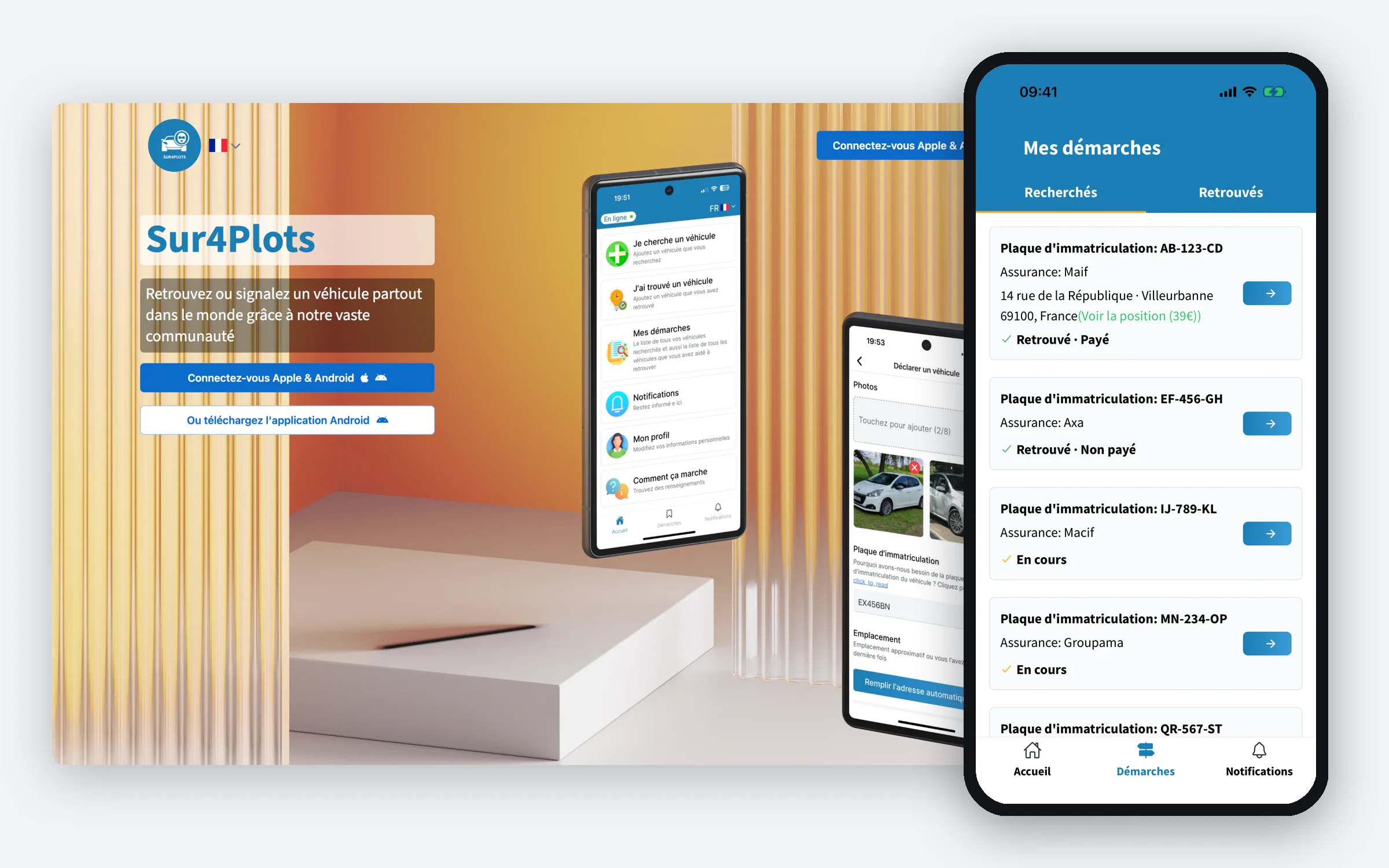 Sur4Plots : site web et application de signalement de véhicules volés