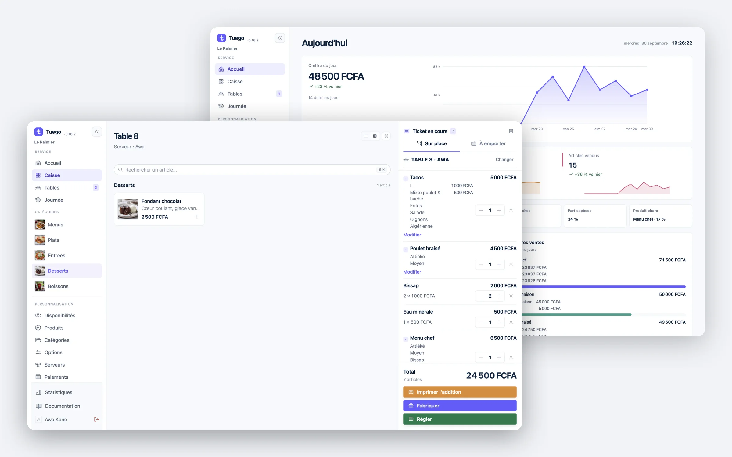 Logiciel de caisse Tuego : commande de table, encaissement et statistiques