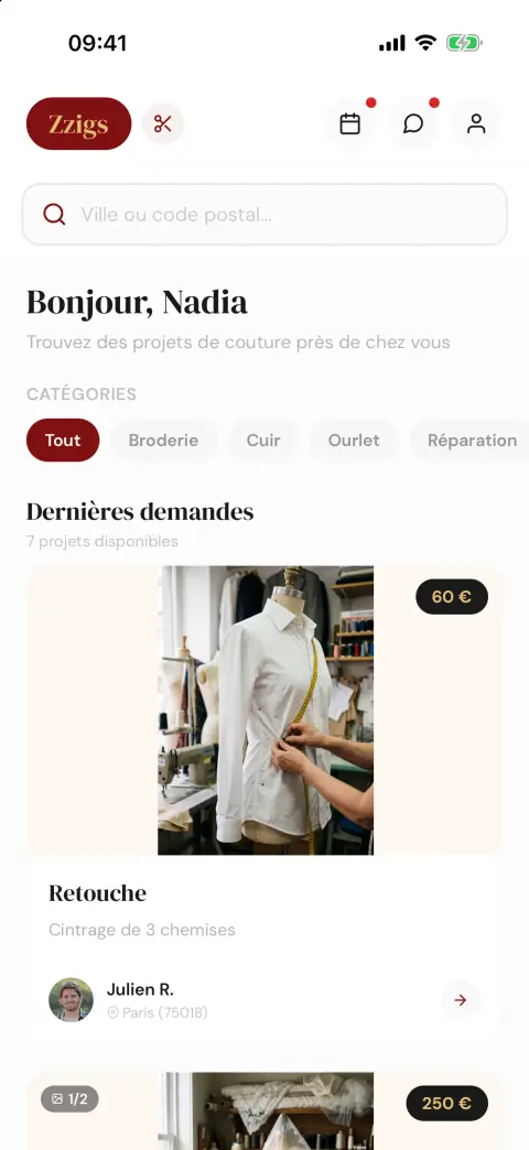Espace couturier de Zzigs : projets à proximité classés par catégorie