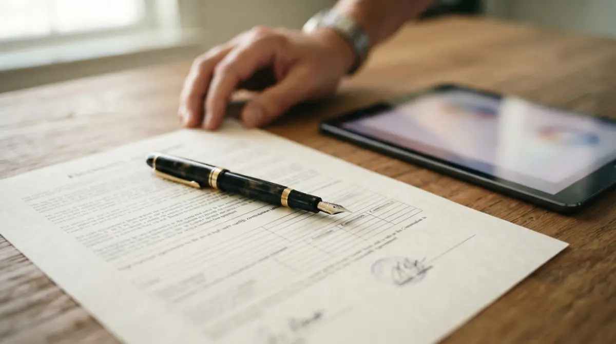 Contrat de courtage et barème financier sur un bureau pour automatiser devis et factures courtier